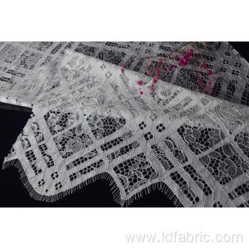 100% Nylon White Beautiful Panel Lace Fabric